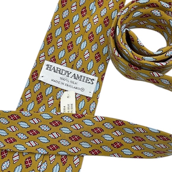 🆕HARDY AMIES Beige Art Silk LUXURY Tie ITALY - Picture 3 of 4